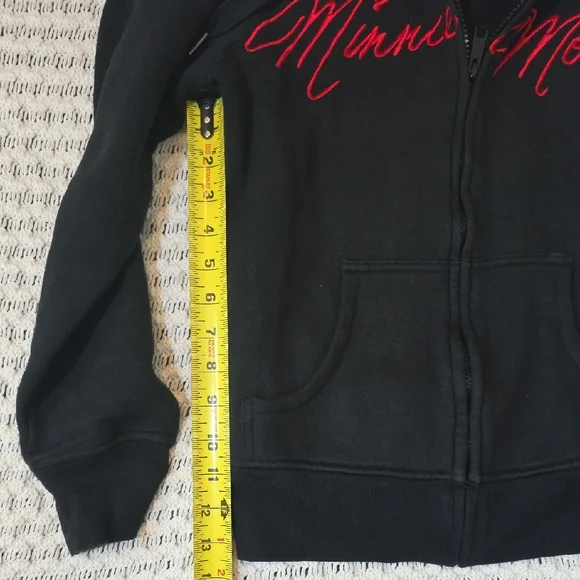 Disney Black Hoodie with Red Minnie Mouse Script and Ear-Detail Hood - Picture 5 of 7